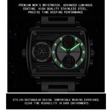 Men's Luxurious Multi-Functional Electronic Watch Luminous Waterproof Calendar Square Stainless Steel Quartz Watch For Business Birthday Festival Gift - Multicolor - View 6