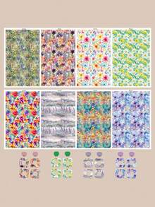 Multiple Floral Pattern Transfer Paper, Fresh Floral Series Polymer Clay Printing Paper, Size 5.82 * 3.93 Inches, Suitable For DIY Art Jewelry Earring Making, Special Polymer Clay Transfer Printing - A - View 1