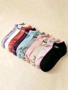 1/5/10 Pairs Women's Colorful Solid Color Boat Socks, Casual Comfortable Breathable Invisible Socks, Women's Socks, Suitable For Daily Wear, Back To School, Sports, Summer Socks, All Seasons - Multicolor - View 1