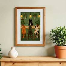 1 Piece, Cat Cafe Wall Art Print, Coffee Bar Cat Poster, Barista Cat, Fun Kitchen Decor, Unframed - Canvas Wall Art, Perfect For Home, Dorm, Living Room Decor, Birthday Graduation Gift. - A - View 8