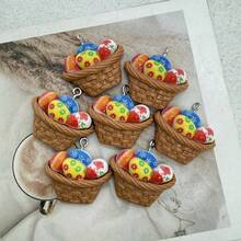 5/10pcs Resin Easter Egg Pendants, Suitable For DIY Jewelry Making, Perfect For Party Accessories, Earrings, Necklaces, Bag Charms - Basket Of Colorful Eggs Pendant - View 7