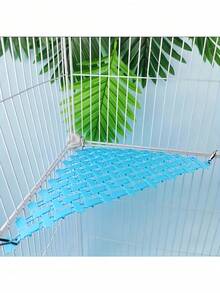 1pc Vibrant Multicolor Parrot Climbing Net Hammock, Woven Bird Cage Perch Platform, Bite-Resistant Polypropylene Mat, Non-Slip Standing Pad, Suitable For Parrots, Small Parrots, Cockatiels, Bird Cage Play And Rest Accessory - A - View 3