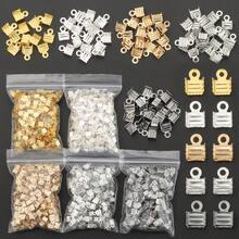200pcs DIY Connector Leather Cord Clamps Combination, Crimp End Caps, Approx 7mm, Multi-Color Optional, Suitable For DIY Bracelet, Necklace, Anklet End Connectors, Cord End Clamps, Rope End Clips, Jewelry Connectors, Phone Chain Tail Fixings, DIY Jewelry Making Materials, Jewelry Making Parts - Crimp End - View 1