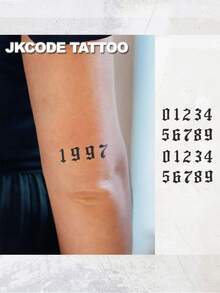 JKCODE TATTOO 2 Pcs Semi-Permanent Tattoo Kit | Arabic Numerals, Roman Bumerals Tattoo For Arm, Neck, Waterproof, Realistic Fake Tattoos, Botanical, Magic Tattoos, Lasts 1-2 Weeks, Tattoos For Women And Men, Hand Tattoo, Perfect Gift - Halloween - View 4