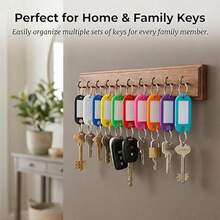 100/50/10 Plastic Keychains With Ring And Label Window, 10 Assorted Colors - Multicolor - View 7