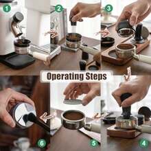 7 PCS Espresso Accessories Kit, Espresso Tamping Station, Coffee Tamper, Coffee Distributor, WDT Tool, Puck Screen, Dosing Funnel, Cleaning Brush, Barista Tools Set - Black - View 4