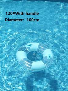 1pc Macaron Color Block Transparent Sequin Swim Ring With Handle, Adult Inflatable Pool Float, Suitable For Beach Swimming, Pool Inflatable Float, Beach Essential Pool Float Ring - Multicolor - View 11