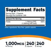 Nutricost Folic Acid (Vitamin B9) 1000mcg, 240 Capsules - Women's Daily Vitamin, Prenatal Friendly, Non-GMO - 其他 - 查看 2