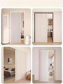 1pc Folding Door Curtain With Hooks And Ties, Modern Style Folding Door Curtain, Living Room Decoration, Modern Life Accessory, Multiple Colors Available, Home Decor Product, Better Privacy Protection - 1PC - View 8