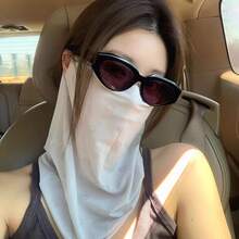 1pc New Ear-Loop Sun Protection Face Mask For Women, Summer Face & Neck Cover, Ice Silk Neck Gaiter Veil For Cycling, Driving, Sports - Multicolor - View 6