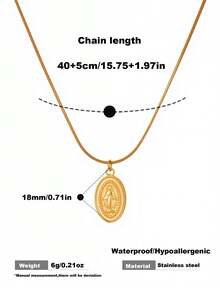1pc Virgin Mary Pendant Necklace Stainless Steel Waterproof For Woman To Wear To Parties Banquets Festivals Daily Wear Exquisite Goldn Accessories - Necklace - View 5