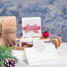 Tarjetas de mesa con copos de nieve navideños, tarjetas de lugar plegables estilo tienda, decoración para cena de invierno, boda, fiesta y reunión - Multicolor - Ver 4