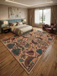 1pc Moroccan American Vintage Classic Floral Plant Element - Soft Faux Cashmere Area Rug, Suitable For Bathroom, Kitchen, Entryway, Hallway, Bedside, Living Room, Bedroom And More, All-Season Machine Washable Large Size Floor Mat, Aesthetic Home Decor - Multicolor - View 4