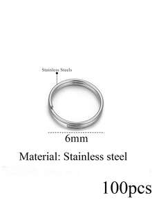 100-Piece Set Of Stainless Steel Round Double-Layer Keyring Charms, DIY Keychain Making Supplies - Keychain - View 12
