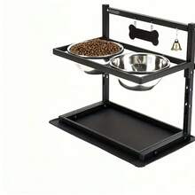 Adjustable Height Pet Double Bowl Feeder, Stainless Steel Cat And Dog Food Bowls, Neck-Protecting Anti-Choke Design, Dual Compartment For Freeze-Dried Food And Kibble - Combo Pack - View 9
