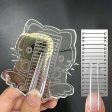 1pc Sliver Acrylic Mirror Nail Tips Ruler For Triming The Same Length Nail Tips Cute Cat Nail Length Measure Tool For Salon Home Nail Art - Silver - View 6