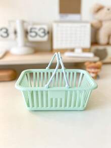 Mini Plastic Handheld Storage Basket With Portable Handle, Hollow Ventilated Organizer Bucket, Macaron Color, Multi-Purpose Desktop Bathroom Dormitory Tray, Suitable For Cosmetics, Small Items, Daily Supplies Storage And Organization - Multicolor - View 14