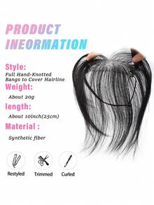 Topper de Cabelo Curto e Reto com Franja para Mulheres com Cabelo Ralo - Extensões de Cabelo Reto de 10 Polegadas - Fibra Sintética, Fácil de Usar, Halloween - Multicolorido - Visão 2