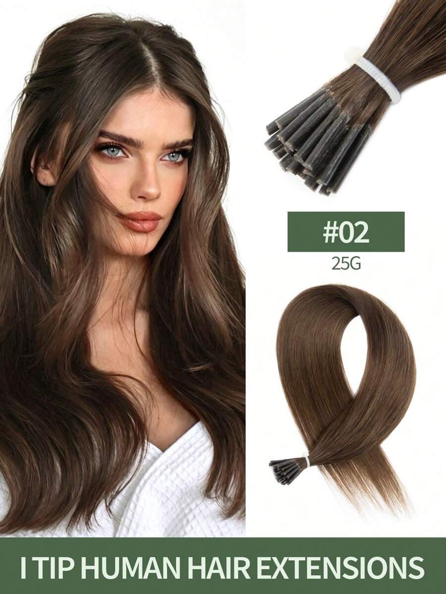 1b Natural Black Straight Human Hair I-Tip Hair Extensions, Keratin Bond Invisible Hair Extensions, Festival Concert Accessory, Summer Travel Holiday Essential - S2 - View 1