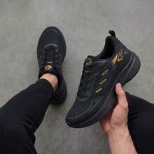 Men's Weightlifting Shoes: Soft And Lightweight Sneakers + Ankle Socks For Men - 黑色/金色/黑色 - 查看 7