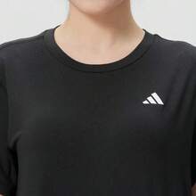 adidas 圓領透氣運動黑色短袖 跑步T卹 女款 - 黑色 - 查看 3