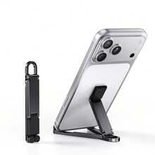 Portable Foldable Phone Stand, Mini Keychain Phone Holder With Snap Hook, Compact Travel Support Stand, Compatible With Iphone And All Smartphones Under 8 Inches - A - View 1