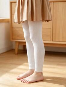 3 Pasang Legging Ketat Bergaris Warna Polos untuk Anak Perempuan, Legging Lapisan Dasar Serbaguna untuk Musim Semi dan Gugur, Cocok untuk Pemakaian Sehari-hari dan Sekolah Anak Perempuan - MultiWarna - View 6