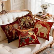 4pcs Style Elephant Pattern Pillow Covers Without Inserts, Single-Sided Printed Pillow Covers, Suitable For Living Room Bedroom Home Decor, All-Season Pillow Covers - Multicolor - View 8