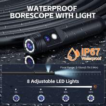 Endoscope Camera With Light, 4.3-Inch IPS Display Borescope Inspection Camera, 1920P HD With 8 LED Lights, 16.5ft Semi-Rigid Reach, Endoscope - A - View 4
