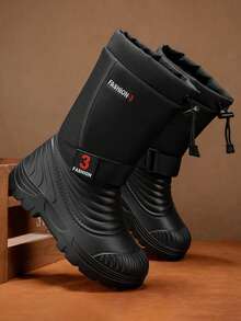 GAISIMA New Pure FASHION-3 Printed Drawstring Adjustable Cuff Fully Thermal Lined Snow Boots, Thick Textured Non-Slip Sole Winter Ski Outdoor Boots - Black - View 5