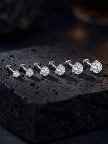 1件 2/3/4mm 莫桑石 925 純銀女款耳釘，經典耳軟骨耳飾，平底設計，適合日常佩戴與婚禮，高端珠寶 - 銀色 - 查看 9