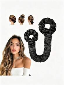 1 Stück multifunktionales Satin-Haarband zum hitzefreien Locken, nahtlose Lockenrolle mit Haargummi, mittleres Cremepink, hitzefreies Locken-Styling-Set zum Schlafen - Einheitsgröße - Übersicht 4