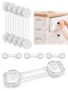 4/6/8/10/12/14/16PCS Child & Baby Safety Locks, Transparent Child Safety Cabinet Door Locks, Suitable For Refrigerator, Cabinet, Drawer, Toilet, Easy Installation Without Tools - Multicolor - View 1