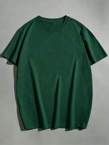 Men's Casual Plus Size Solid Color Short Sleeve T-Shirt, Basic Style, Size Recommendation Details In Main Image, Please Check Size Before Ordering To Avoid Fit Issues!!! - Green - View 6