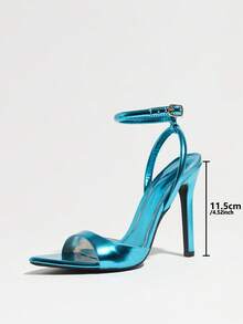 Women's Pointed Toe Wide Strap Buckle Design Stiletto High Heel Sandals, Summer Fashion Casual Elegant Sexy, Suitable For Dating, Party, Vacation, Gathering, Socialite, Outdoor Activities, Mint Blue High Heels - Mint Blue - View 4
