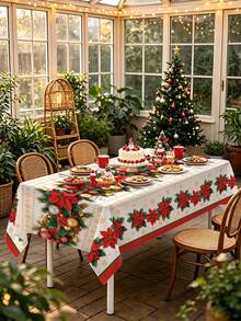 1 Stück Stück Einweg-Weihnachtstischdecke, Weihnachtstischdecke mit rotem Blumenmuster, Esstisch-Dekoration, Weihnachtsdekoration, Heimdekoration, Weihnachtsparty-Tischdecke, Weihnachtsdekorationen, Frohe Weihnachten Tischdecke, Weihnachtsgeschenk, Winterdekoration, Weihnachtsparty-Geschenk, Weihnachtsdekoration, Heim-Weihnachtsdekoration, Küchendekoration, 2027 Neujahrsdekoration - Weihnachten rote Blume - Übersicht 7