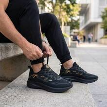 Men's Weightlifting Shoes: Soft And Lightweight Sneakers + Ankle Socks For Men - 黑色/金色/黑色 - 查看 5