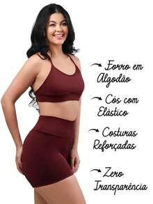Work Fitness Kit 2 Set Backless Cross Strap Top And Basic Premium Shorts - Azul y vino - Ver 2