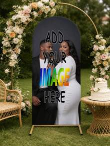 Customizable Arch Fabric Decor Cover, Suitable For Weddings, Birthdays And Events, Fits Round Top, Available In 3.9/4.9/6/6.6/7.2 Feet Sizes, Perfect For Graduation Season, Birthday Party, Wedding Party, Christmas, Halloween, Valentine's Day - Multicolor - View 1