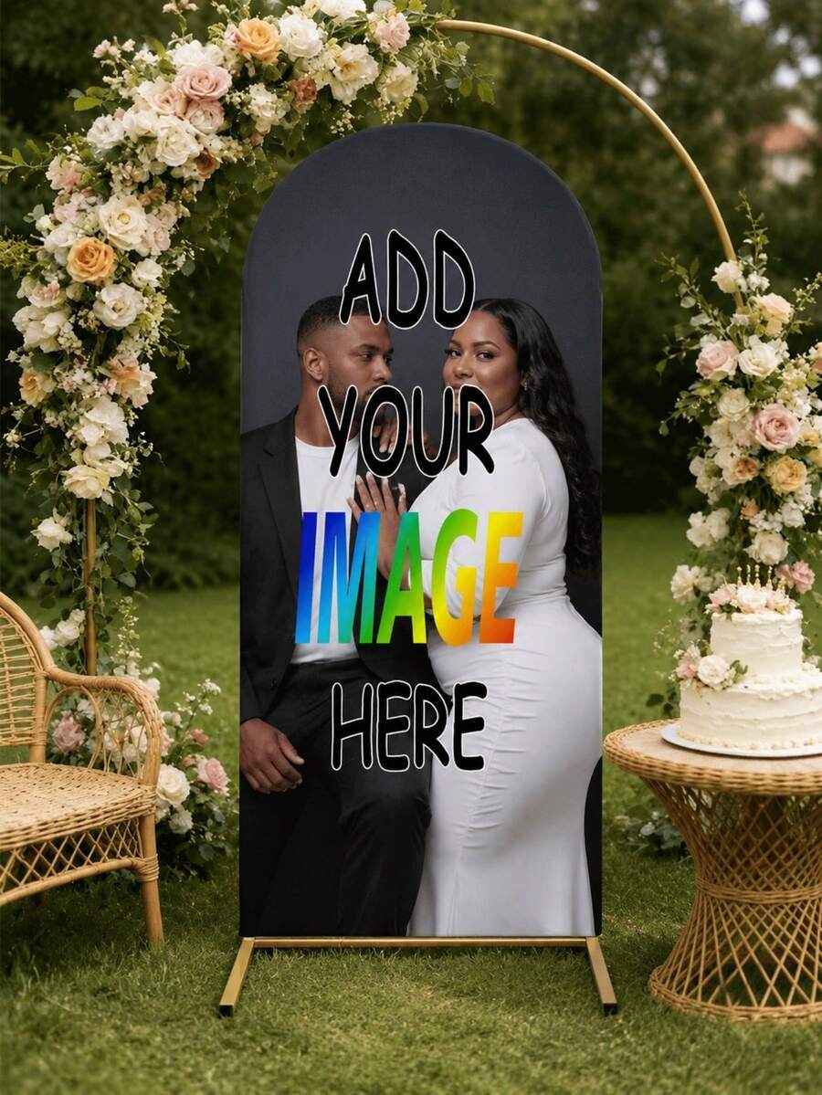 Customizable Arch Fabric Decor Cover, Suitable For Weddings, Birthdays And Events, Fits Round Top, Available In 3.9/4.9/6/6.6/7.2 Feet Sizes, Perfect For Graduation Season, Birthday Party, Wedding Party, Christmas, Halloween, Valentine's Day - Multicolor - View 1