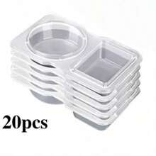 Paquete de 10/20/40 - Caja de aperitivos reutilizable con tapa, nueva caja de aperitivos, caja de aperitivos, control cuantitativo, caja de embalaje de aperitivos, caja de aperitivos con compartimento de doble capa, adecuada para comidas portátiles y camping, caja de condimentos de cocina - transparente - Ver 8