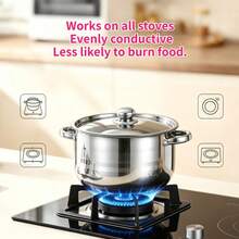 5Pcs Stainless Steel Soup Pot Set With Lids, Double Handle Cookware, 1L/1.7L/2.4L/3.3L/4.4L, Compatible With Induction & Gas Cooktop - Gold - View 4