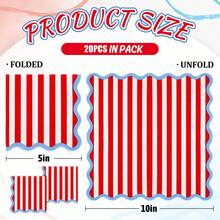 Wavy Edge Paper Cocktail Napkins, Red And White Stripes With Blue Border, Disposable Beverage Hand Towels, Summer Party Tableware Decoration - Blue - View 11
