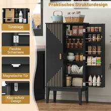 Kitchen Cabinet 120x59x30cm, Sideboard, Spacious 2-Door Sideboard With Shelf On The Door, Vintage Style Storage Unit - Suitable For Kitchen, Dining Room, Living Room And Hallway. - Black + MDF + European - View 3