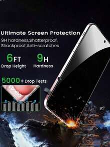 Kamyuurs 4片裝全螢幕防窺螢幕保護貼，相容 iPhone 11/12/13/15/16/17/18 Pro Max，防窺玻璃膜，相容 17e/16e/14 Pro/15/16 Pro Max/16e/17ir/18 Pro，鋼化玻璃膜，相容 14 Plus/15 Plus/16 Plus - 4 Pieces - 查看 8