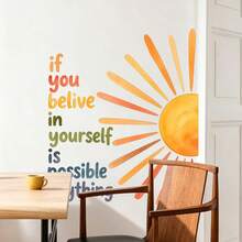 1/3pcs Inspirational Quote Wall Sticker, Daily Progress Sun Wall Sticker, Bohemian Style Vinyl Art, Suitable For Home, Office, Study Room Decoration, Positive Energy Mural - Inspirational Wall Decals - View 3