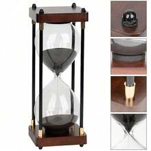 Dekorative Sanduhr Holz 60 Min. moderner Retro-Stil, zeitloser Holz-Zeitmesser für Wohnzimmer, Büro, Café & Regal-Deko - 1PC - Übersicht 4