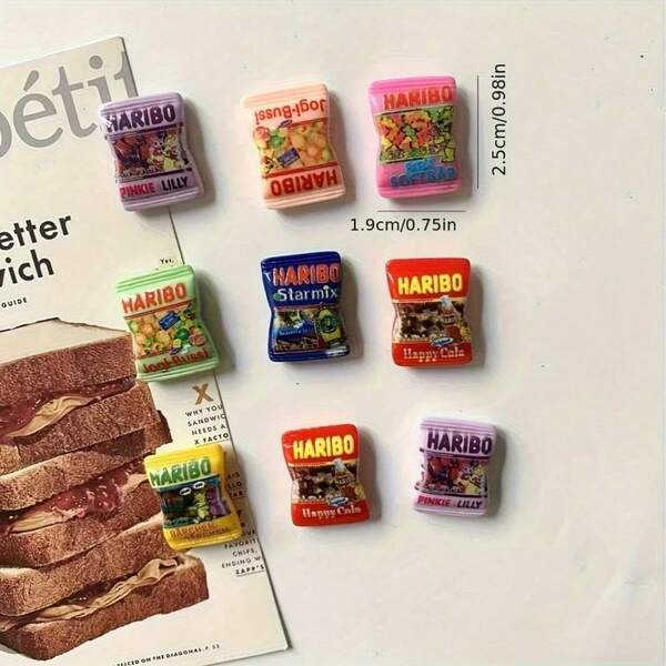 4pcs/8pcs/10pcs Cartoon Snack Bag Fridge Magnets, Mini Resin Fridge Magnets, Kitchen Decor, Home Decor, Holiday Gift