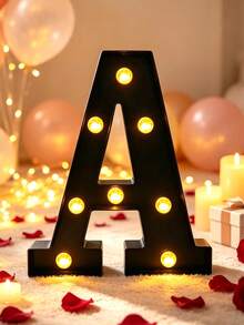 22cm 家居裝飾 LED 發光字母燈，婚禮求婚生日派對裝飾字母數字燈，女孩房裝飾燈，室內裝飾 - 黑色 - 查看 5