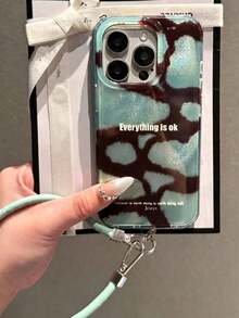 Vintage Green Leopard Print 17 Pro Max, 17 Pro, 12, 13, 14, 15, 16 Pro Max, 14 Plus, 15 Plus, 16 Plus, 11, 17, 15, 13 Anti-Fall Glossy Phone Case - Mint Green - View 2